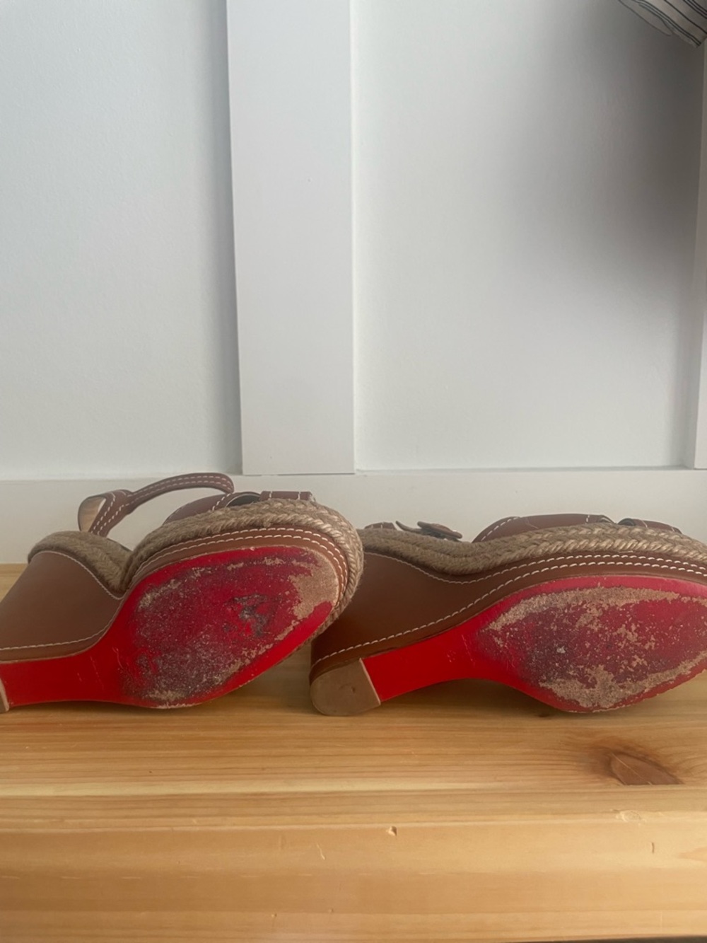 Christian Louboutin Brown Leather Platform Espadrille Sandals - Picture 5 of 5